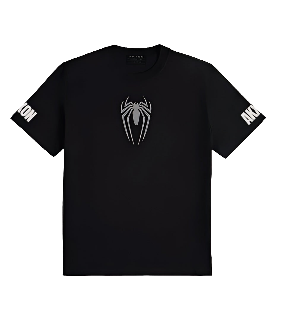 AKXON Spider Symbol Cotton Black T-Shirt for Men - Sleek and Comfortable